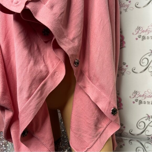 Juicy couture cardigan pink gold emblem wrap sweater snap buttons pink silver - Picture 5 of 11